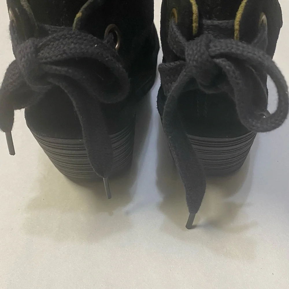 Fly London Women’s Yebi Wedge Ankle Boots Size US 6-6.5 Black Suede Round Toe